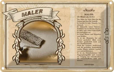 Produktbild von vianmo Blechschild 12x18 cm Maler Meister Beruf Arbeit