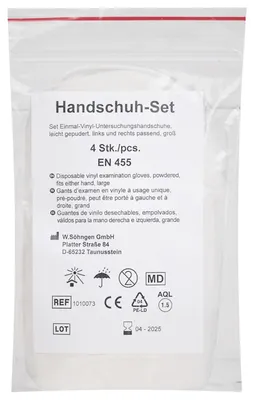 Produktbild von SÖHNGEN ® Gummihandschuh Vinyl weiß 4 St./Pack.