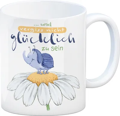 Produktbild von Käfer Kaffeebecher mit Spruch und vergiss nicht glücklich zu sein