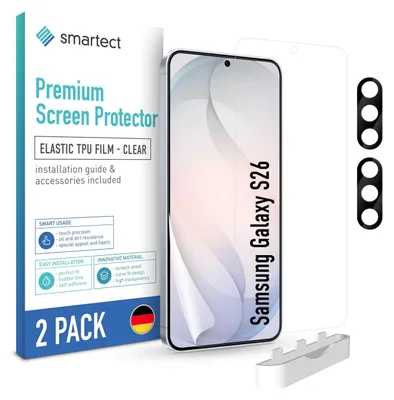 Produktbild von 2x TPU Schutzfolie Klar für Samsung Galaxy S26 & 2x Kameraschutz Panzerfolie
