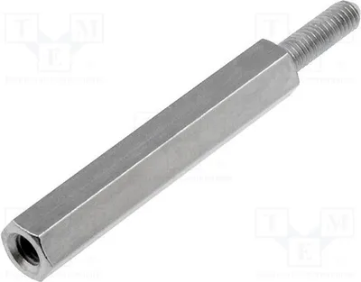 Productafbeelding van 10 afstandsmuffen met schroefdraad, 30 mm lengte, buitendraad: M3, binnendraad: M3, nikkel, afstandsstuk