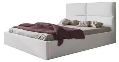 Produktbild von AlpiMeble Bett 90x200 - Polsterbett mit Bettkasten und Holzrahmen - Modern Betten - Weicher Jasminstoff - Kollektion Lizbona, Weiß