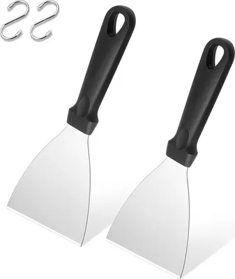 Zdjęcie produktu dla Łopatka do grilla Herogo zestaw 2 łopatek ze stali nierdzewnej skrobak do grilla BBQ stek teppanyaki grill mięsny haczyki w kształcie litery S