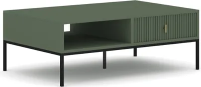 Produktbild von Couchtisch: eine Schublade, ein Regal, rauchgrüne Farbe, schwarze Beine