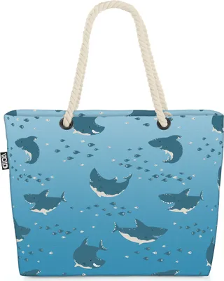 Produktbild von VOID Haie und Fische Strandtasche Shopper 58x38x16cm 23L XXL Einkaufstasche Tasche Reisetasche Beach Bag
