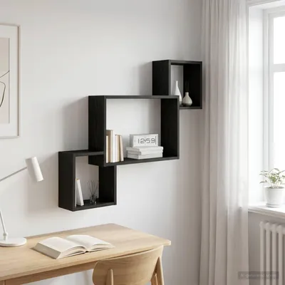 Obrázok produktu pre Maison Exclusive – Nástenná polica, čierna orechová, 91,5 x 15 x 76 cm