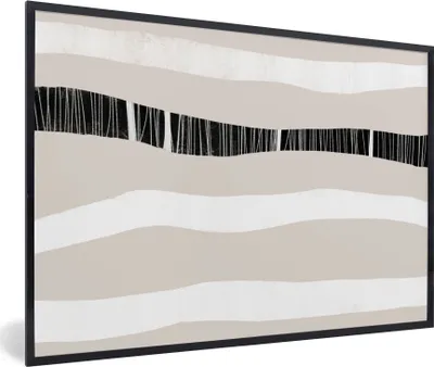 Produktbild von MuchoWow® Gerahmtes Poster Linie - Pastell - Minimalismus - Muster 90x60 cm - Poster mit Schwarzem Bilderrahmen Wandposter Rahmen Foto Bilder - Fotorahmen - Foto-Plakat