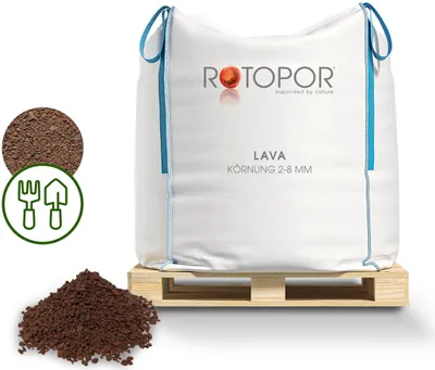 Produktbild von Rotopor Lava Körnung 2-8 mm Lavakies Kies Mulch Lavasplitt Eifellava rotbraun 500L BigBag
