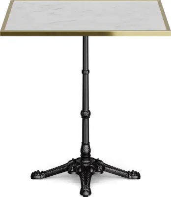 Image de Blumfeldt Table bistro Patras lux - 60x60 cm marbre véritable, design art nouveau, base fonte tripode, résistant intempéries, pour intérieur & extérieur