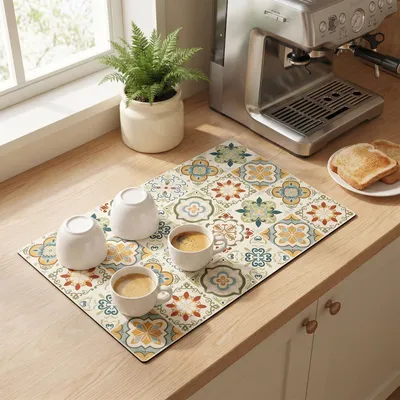 Image de Tapis absorbant - Séchage rapide - Pour vaisselle et machines à café - Gris