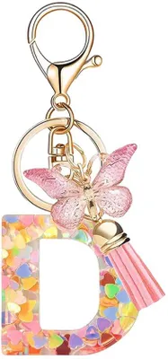Produktbild von Rosa Schmetterling Schlüsselanhänger mit Quasten für Damen