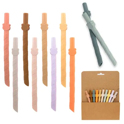 Produktbild von Set mit 10 wiederverwendbaren Silikon-Trinkhalmen, 13,8 cm lang