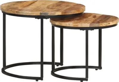 Immagine prodotto di Set tavoli 2 pezzi. Legno di mango grezzo