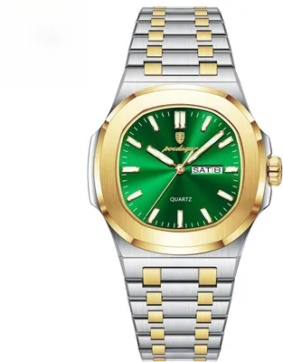 Produktbild von Herren Quarzuhr Quadratisch aus Edelstahl mit Datums- und Wochentagsanzeige, Leuchtzeiger, 30M Wasserdicht Business Armbanduhr