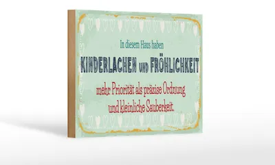 Produktbild von Holzschild Kinderlachen und Fröhlichkeit, 18x12 cm, Holzschilder Spruch Glück Weisheit