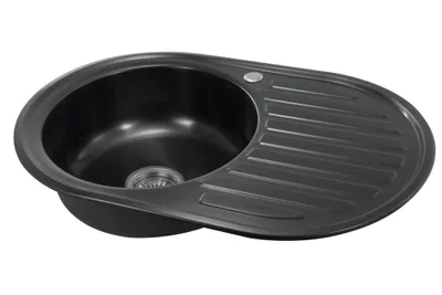 Produktbild von Proaja- 77x50x18cm Küchenspüle schwarz Edelstahl 304 0,8 rund 1 Becken,Einbauspüle,Spüle Küche Abtropffläche
