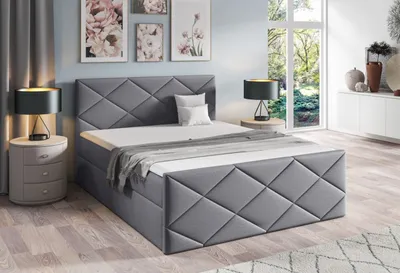 Obrázek produktu pro Postel s matrací a roštem HALKA - 200x200, šedá 1 + topper
