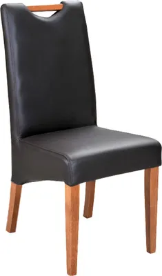 Image de Fauteuil design rembourré Set 4x chaise bois 100% cuir Chaises Gastro Salle à manger Nouveau
