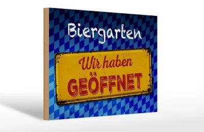 Produktbild von Holzschild Biergarten wir haben geöffnet, 30x20 cm, Holzschilder Spruch Getränke Alkohol Bier Bayern