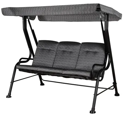 Produktbild von Hollywoodschaukel, 3-Sitzer Gartenschaukel, Verstellbares Sonnendach, Texteline Grau 200 x 120 x 170 cm