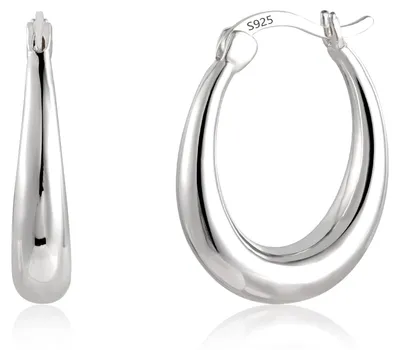 Immagine prodotto di Solidchoice - Orecchini a cerchio ovali in argento per donna, con finitura ipoallergenica