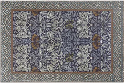 Produktbild von Dekorative Pflanzenmotive Vintage-Muster – Vinylteppich – 60x90 cm – Outdoor Teppich – Terrasse – Wetterfest – Modern