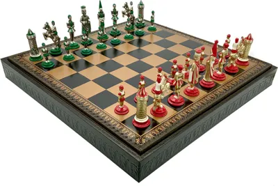 Image de Set D'échecs Italien Métal Camelot + Échiquier Or/Noir 48