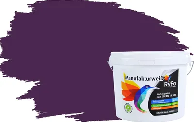 Produktbild von RyFo Colors Bunte Wandfarbe Manufakturweiß Dunkelviolett 3l - weitere Violett Farbtöne und Größen erhältlich, Deckkraft Klasse 1, Nassabrieb Klasse 1