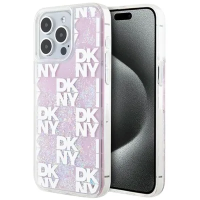 Produktbild von DKNY, Schutzhülle Liquid Glitter Checkered Pattern f. iPhone 15 Pro Max, Rosa