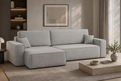 Produktbild von Kaiser Möbel Ecksofa L-Form mit Schlaffunktion und Bettkasten, Veloursstoff Bluvel, Grau, Links, BEST XL