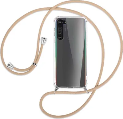 Produktbild von Handykette Backcover-Schutzhülle mit Band (Metall silberfarben) für Motorola Edge - beige