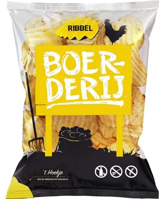 Produktbild von Boerderij Chips Ribbel 150g – Knusprige, gewürzte geriffelte Kartoffelchips