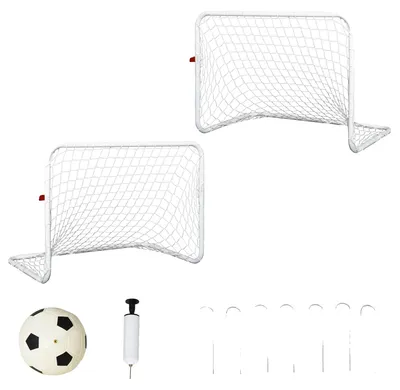 Image de Buts de football, 78 x 46 x 56 cm, matériau synthétique durable, convient aux enfants et aux adultes, conçu pour une utilisation en extérieur, le set comprend 2 buts et un ballon