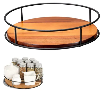 Productafbeelding van Draaibaar kruidentafel/organizer (Lazy Susan), rond, hout, 23 cm