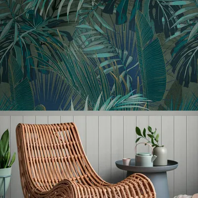 Productafbeelding van Profhome 398121-GU Fotobehang jungle mat groen petrol 1,59 m x 2,8 m