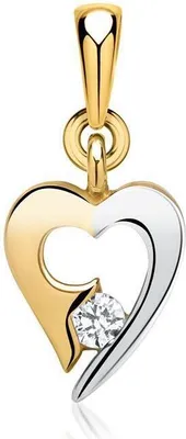 Produktbild von Unique Herz Anhänger Weißgold Gelbgold 333er Gold mit Zirkonia GP0128