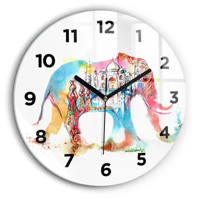 Produktbild von Wallfluent Große Wanduhr – Stilles Quarzuhrwerk - Uhr Dekoration Wohnzimmer Schlafzimmer Küche - Zifferblatt - schwarze Zeiger - 60 cm - Kultur von Indien