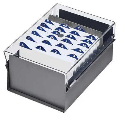 Karteikasten 4x6 Zoll, grau, mit Register und Trennblatt
