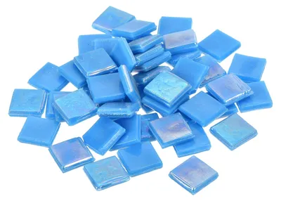 Mozaïektegels, Glas, hellblau, 50 Stück, 1,5 x 1,5 cm