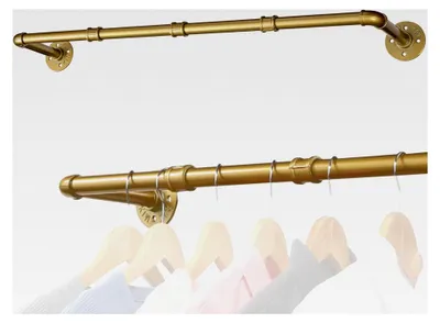 Produktbild von Wandmontierte Kleiderstange Gold 76 cm, Klassische und Vintage Garderobenstange im Industrie-Design
