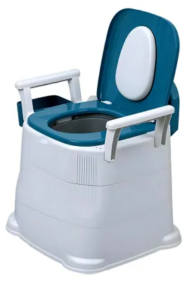 Produktbild von Toilettenstuhl für Senioren mit Armlehnen, Tissuebox und Töpfchen (Weiß)