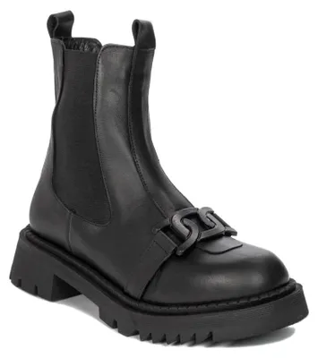 Produktbild von Damen Schuhe Schwarz aus Naturleder mit warmem Fleece-Futter, Gummieinsätzen und robuster Sohle 07310701TSYH