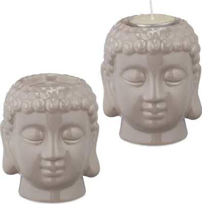 Obrázek produktu pro relaxdays 2 x držák na čajovou svíčku Buddha