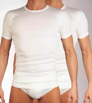 Image de Mango t-shirt col rond lot de 2 1-1 rib white hommes