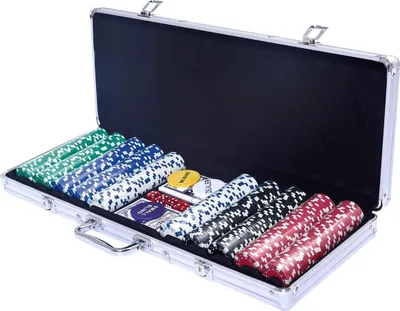 Obrázek produktu pro Pokerová sada pokerové pouzdro 500 laserových žetonů hliníkové pouzdro hliníkové pouzdro na poker + hadřík + 2 pokerové balíčky
