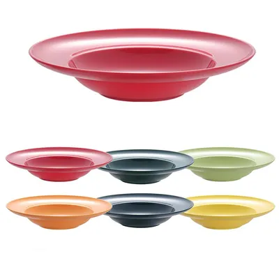 Produktbild von 6er Set Pastateller – Tiefe Kunststoffteller 23 cm, Wiederverwendbare Suppenteller aus PP, Salatteller für Zuhause & Party