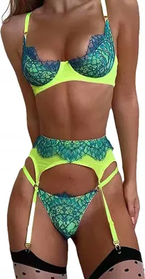 Produktbild von Sexy Damen Dessous Set Sexy Gürtel Tangas Spitze Grün L