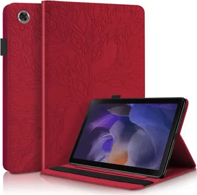 Produktbild von Für Samsung Galaxy Tab A9 Baum Muster Kunstleder Hülle Cover Tasche Case Rot