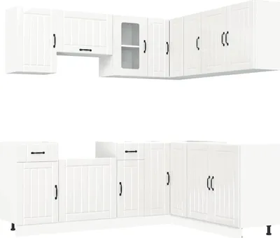 Produktbild von 11-tlg. Küchenschrank-Set Kalmar Hochglanz-Weiß Holzwerkstoff