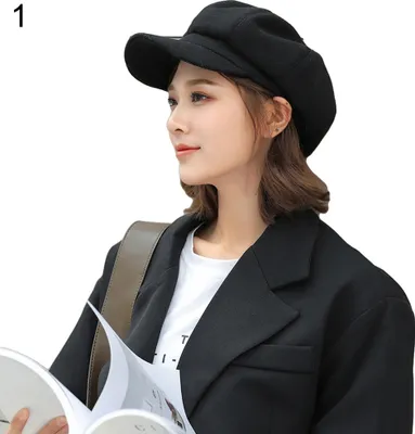 Produktbild von Britischer Stil Filz einfarbig breite Krempe Frauen Baskenmütze Winter Warm Peaked Cap Hut